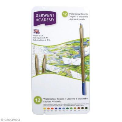 Bo&icirc;te de crayons de couleur aquarellables - Derwent Academy - 12 pcs