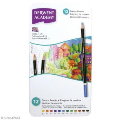 Boite m&eacute;tal 12 crayons colour academy derwent