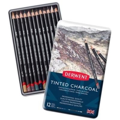 Bo&icirc;te de crayons de couleur fusain - Derwent Tented Charcoal - 12 pcs