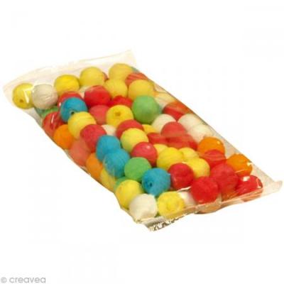 Sachet de 100 boules cellulose ( diam&egrave;tre 18mm / couleurs assorties )