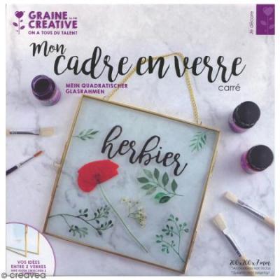 Cadre en verre vintage - carr&eacute; avec cha&icirc;ne m&eacute;tallique - 20 x 20 cm
