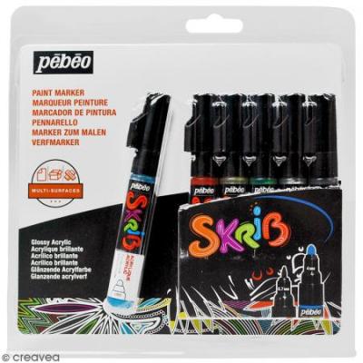 Coffret Skrib Marqueur peinture acrylique - Classique - 6 marqueurs