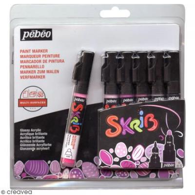 Coffret Skrib Marqueur peinture acrylique - Drag&eacute;es - 6 marqueurs