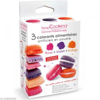 Colorants Alimentaires (Artificiel) Orange Violet Rose - Scrapcooking