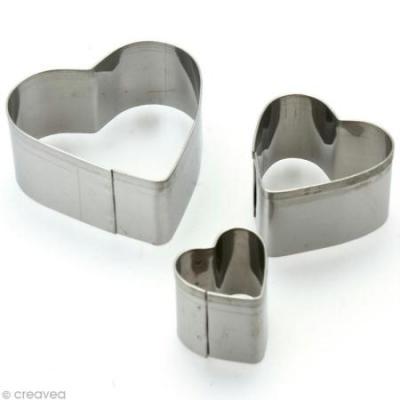 Art Cr&eacute;atif Lot de 3 emporte-pi&egrave;ces en m&eacute;tal en Forme de c&oelig;ur