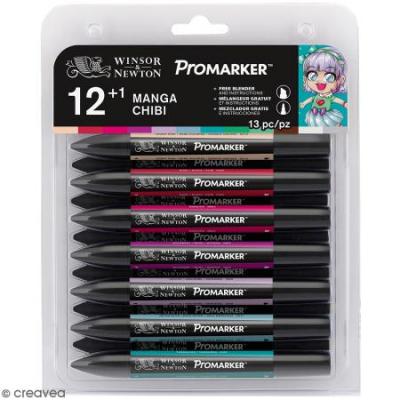 Set de 12 PROMARKER + 1 blender -Winsor & Newton - Couleurs Manga
