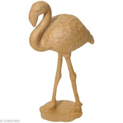 Flamant rose en papier m&acirc;ch&eacute; 27 cm - D&eacute;copatch - couleur variant