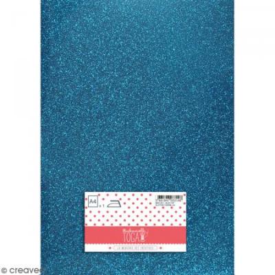 Toga MEG821 Tissu Paillet&eacute; Thermocollant Flex Bleu 21x30.5x0.1 cm