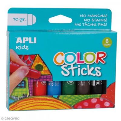 Gouache solide Color Sticks Apli 6 couleurs
