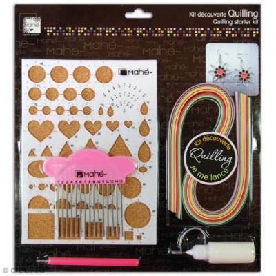 Kit d&eacute;couverte Quilling - 104 pcs - Mah&eacute; - couleur variant