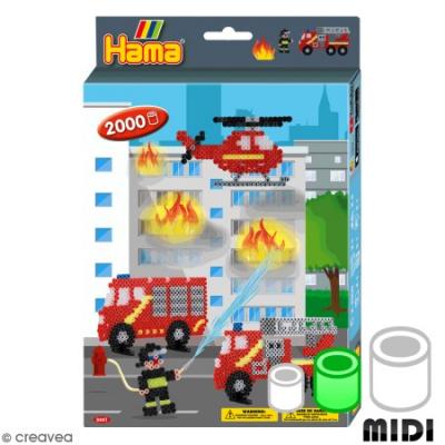 Kit Perles Hama Midi - Pompiers - 2000 perles - Hama - couleur variant