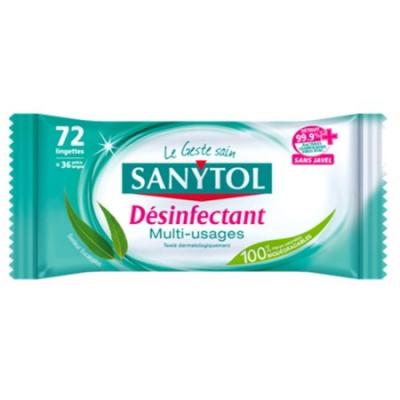 Lingettes d&eacute;sinfectantes multi-usages, Sanytol (x 48)