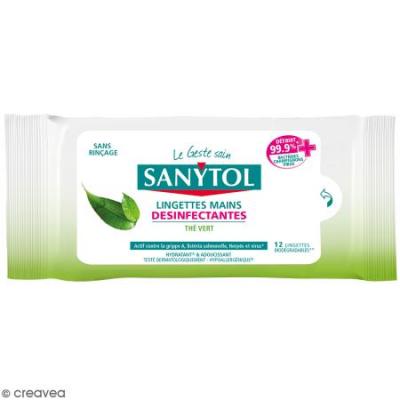 SANYTOL Paquet 12 lingettes desinfectantes pour les mains