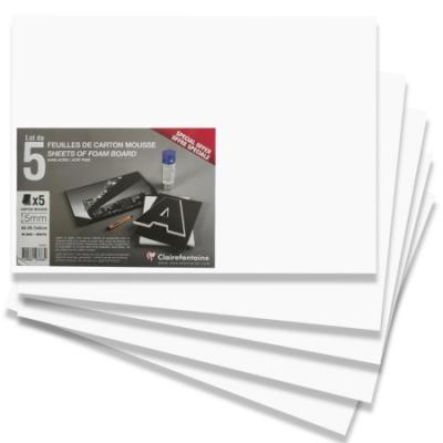 Clairefontaine Carton Mousse lot 5 feuilles A3 5mm - Blanc - Lot de 2
