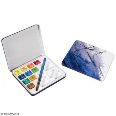 Daler Rowney Bo&icirc;te Aquafine 10 Demi-godets Et Pinceau