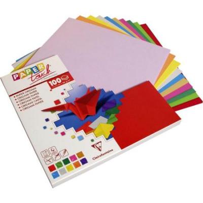 Paquet de 100 feuilles de papier pliages Origami 5 couleurs assorties 20x20cm Ecole