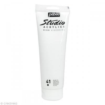 P&eacute;b&eacute;o 169041 Beaux-Arts Studio Acrylique 1 Tube Blanc Vif 250 ml