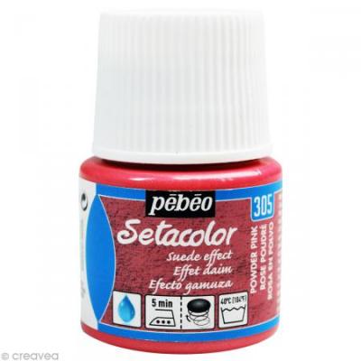 Peinture textile setacolor opaque effet daim - rose poudr&eacute; - 45 ml #0