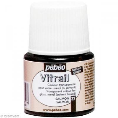 Peinture Vitrail transparente saumon 45ml Pebeo