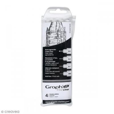 Pochette de 4 feutres fins noirs - Graph'it Fine liner