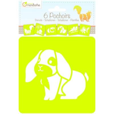 Avenue Mandari Set De 6 Pochoirs Enfants, Animaux Familiers