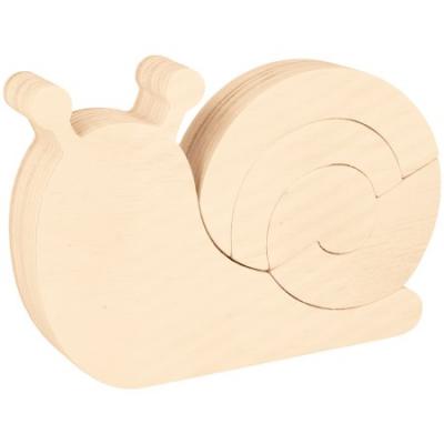 Puzzle en bois - Escargot - 15 x 10,5 cm - 4 pcs