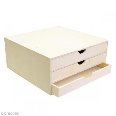 Bloc en bois trois tiroirs 34,5x34x15,5cm - Art&eacute;mio {couleur}