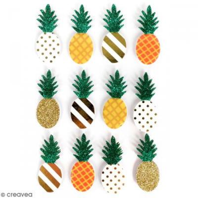 Stickers 3D Ananas - 12 autocollants - Graine Cr&eacute;ative - couleur variant