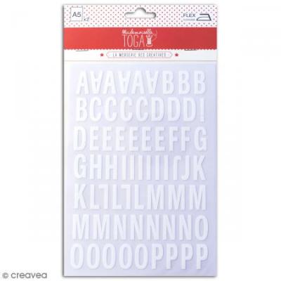 Toga MEG605 Alphabet de 126 lettres thermocollantes Enjoy Tissu Blanc 15,5 x 27,5 x 0,1 cm