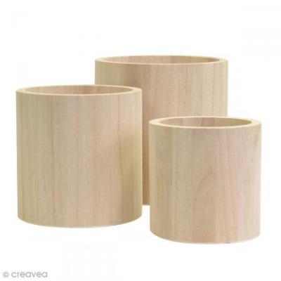 Artemio 14001928 Vases Ronds &agrave; D&eacute;corer en Bois, Beige, 13 x 13 x 13 cm