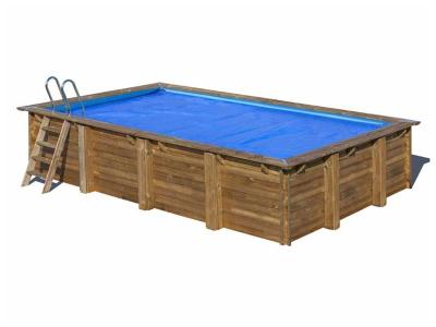B&acirc;che &agrave; bulles pour piscine bois rectangulaire Mango 6,18 x 3,20 m - Gr&eacute;