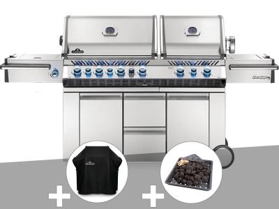 Barbecue &agrave; gaz Napoleon Prestige Pro 825 + Housse de protection + Plateau charbon