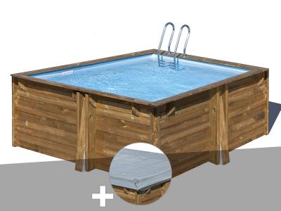 GR&Eacute; - Kit piscine bois Carra 3,05 x 3,05 x 1,19 m + B&acirc;che hiver - Bois