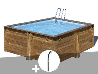 GR&Eacute; - Kit piscine bois Carra 3,05 x 3,05 x 1,19 m + Douche - Bois