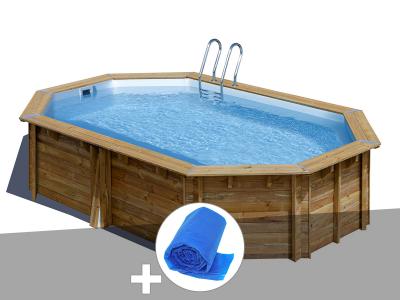 Kit piscine bois Gr&eacute; Vermela 6,72 x 4,72 x 1,46 m + B&acirc;che &agrave; bulles