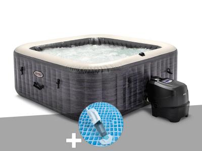 Kit spa gonflable Intex PureSpa Ardoise carr&eacute; Bulles 6 places + Aspirateur