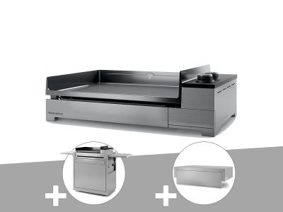 Plancha gaz premium 60 inox avec chariot et couvercle - forge adour