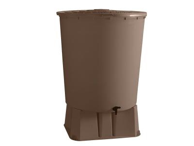 R&eacute;cup&eacute;rateur &agrave; eau 500 L taupe cylindrique avec socle et kit