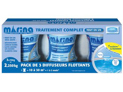 Lot de 3 Traitement complet au chlore en diffuseur flottant - Pour piscines 10 &agrave; 30 m&sup3;