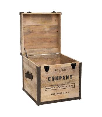 Pouf de rangement r&eacute;tro en bois Company - L. 45 x H. 49 cm - Marron