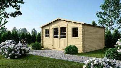 Abri jardin bois - 21.62 m&sup2; - Double porte menuisi&egrave;re - 2 fen&ecirc;tres ouvrantes 