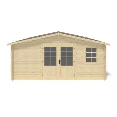 Abri de jardin en bois - 25m2 - 5x5m - Ep. 28mm - Couleur: naturel