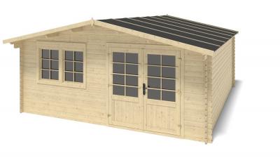 Abri de jardin en bois - 25m2 - 5x5m - ep. 34mm - couleur: naturel DOM722 