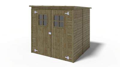 Abri de jardin en bois 3,42 m2 - 1,90x1,80 m - trait&eacute; - Couleur: vert