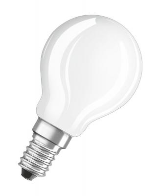 Ampoule LED retrofit sph&eacute;rique 3W d&eacute;polie Lumi&egrave;re blanc chaud OSRAM