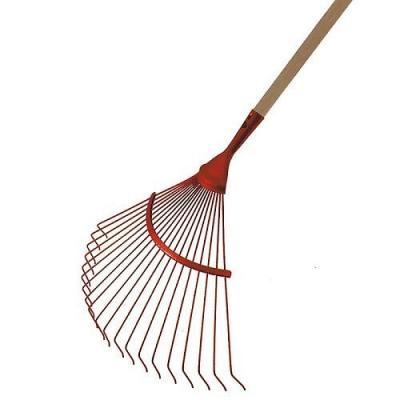 Balai &agrave; gazon ESSENTIEL 22 dents &agrave; fil rond en acier emmanch&eacute;e bois pomme 110cm - - 985116
