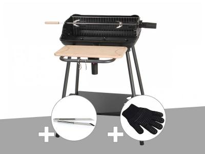 Barbecue charbon Bergamo Somagic + Pince en inox + Gant de protection