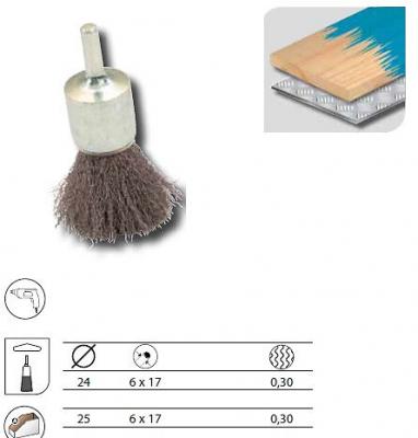 Leman - Brosse Pinceau D.25 / Tige de 6 Fil 0.30 Acier Ondule