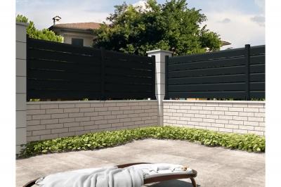 Ombrazur - Cl&ocirc;ture Brise vue Gris anthracite l 1911 x h 478 mm 3 lames