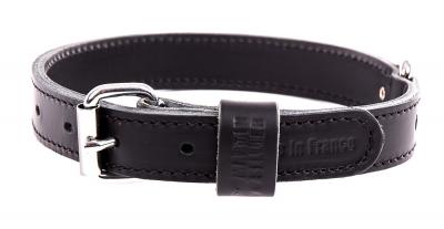 Collier. dble ep. 35-75 noir cuir vachette 